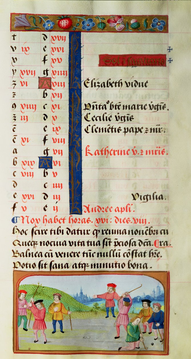 Novembro: Game of Golf, de um livro de horas de Flemish School