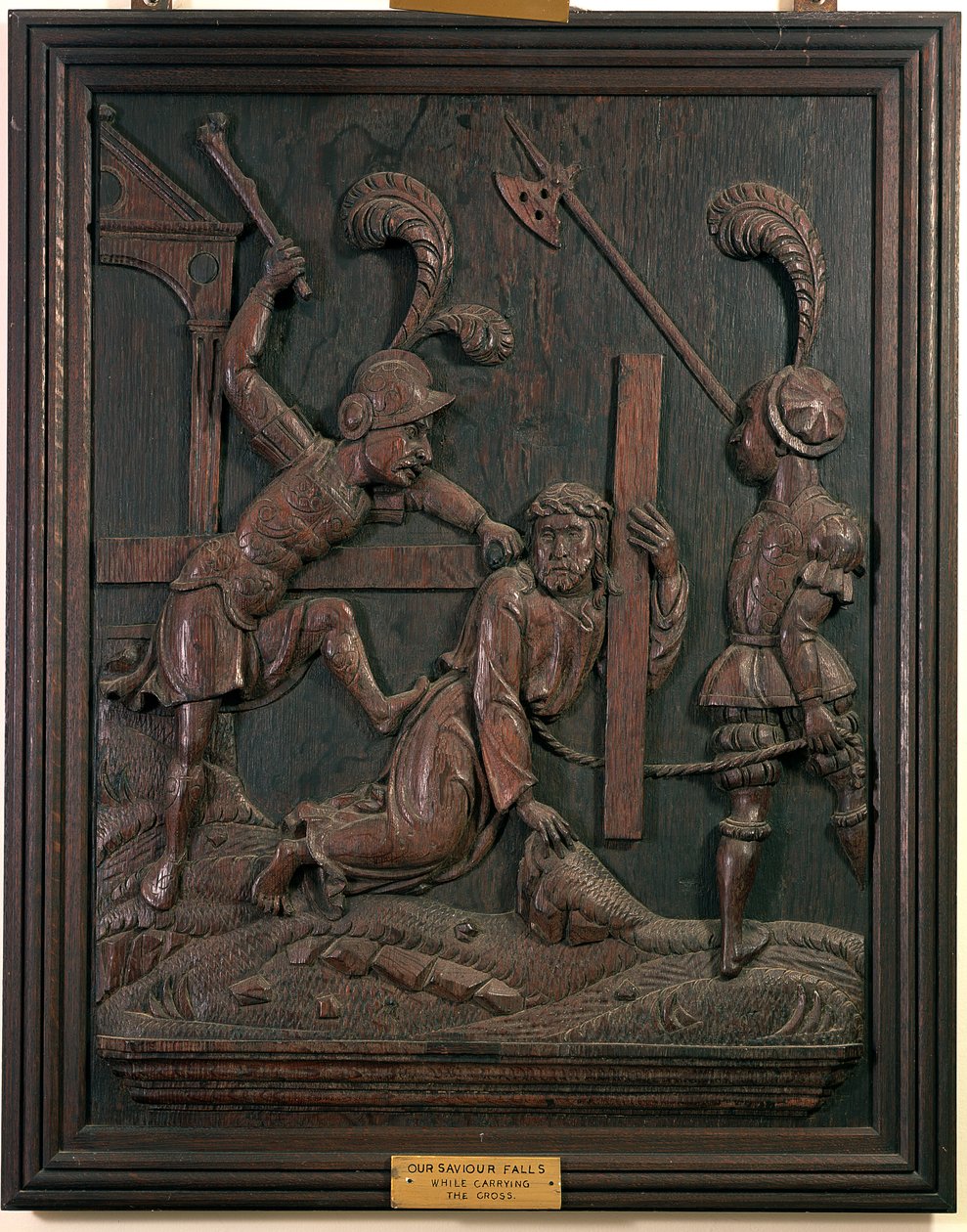 Nosso Salvador cai enquanto carrega a cruz, da capela, c.1520 (madeira) de Flemish School