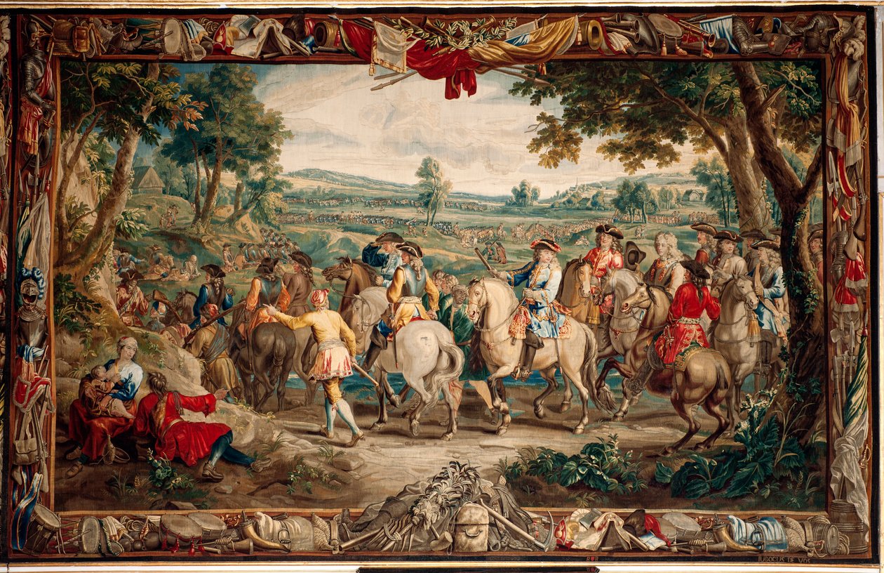 Palácio (Schlossanlage Schleißheim). Tapeçaria flamenga. Atelier Judocus De Vos de Bruxelas. Design Lambert De Hondt. A marcha (La Marche). 400x640cm. Lã e seda. Ca 1715 - 1724. de Flemish School