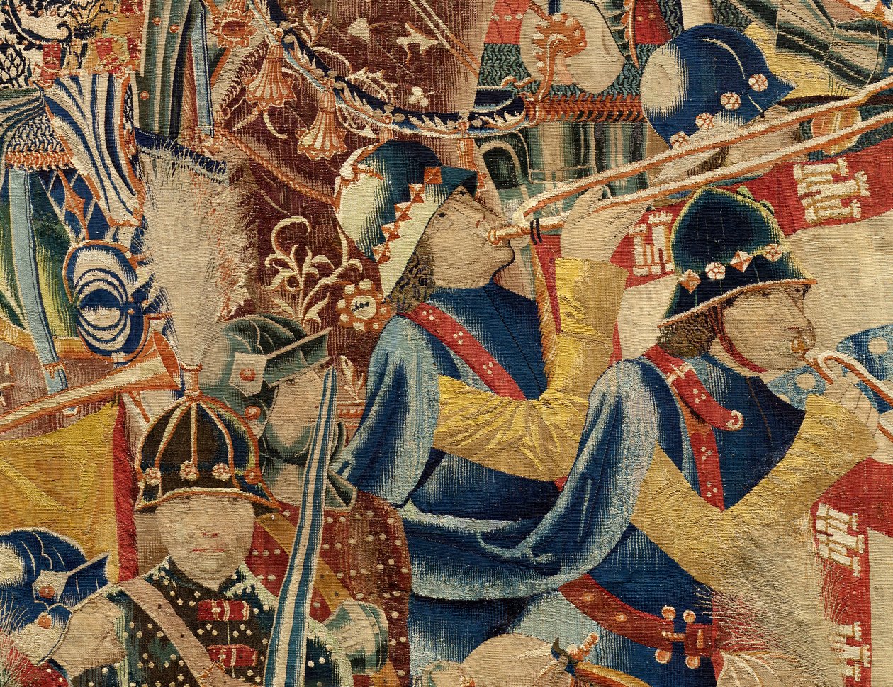 Museu Paroquial de tapeçarias (Museo Parroquial de Tapices de Pastrana). Tapeçaria flamenga. Toma de Arcila (Toma de Arcila, Asalto de Arcila, De inname van Arzila). Série Conquistas do rei Afonso I de Portugal (Conquistas de Alfonso V de Portugal). Tourna de Flemish School