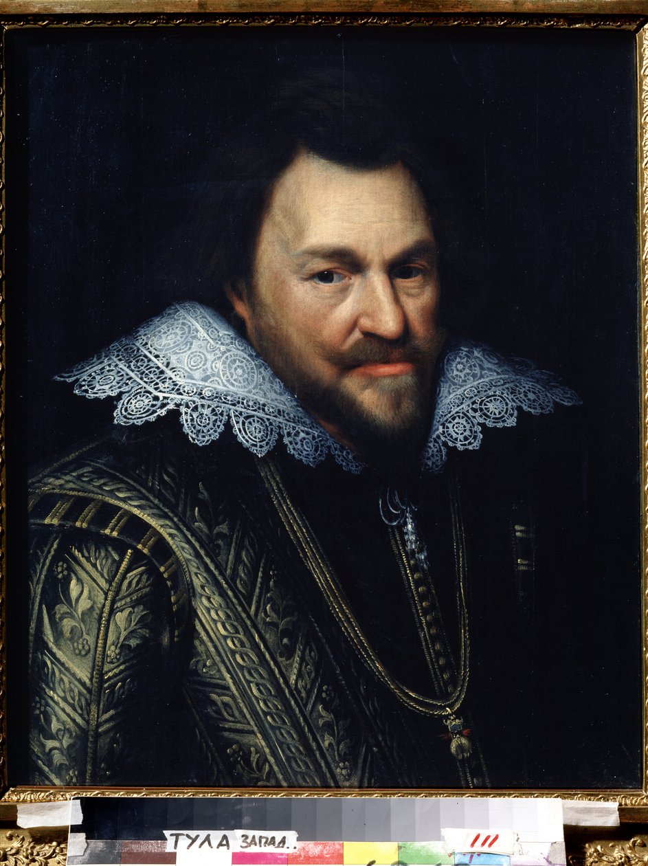 "Retrato de Philip William, Príncipe de Orange (1554-1618) Pintura escolar holandesa. Museu Estatal de Arte do início do século XVII, Tula, Rússia de Flemish School