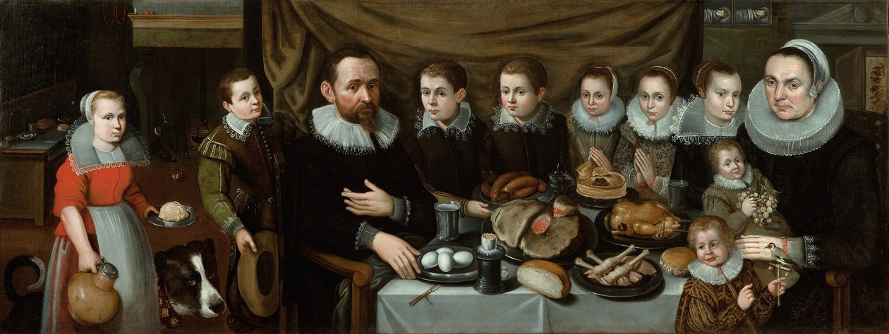 Retrato, de, um, família, em, meio-dia, refeição, 1610s de Flemish School