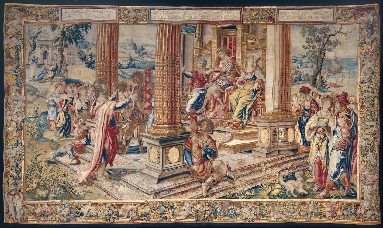 São Paulo antes de Pórcio Festo, o rei Herodes Agripa e sua irmã Berenice, c.1520 (lã e seda) de Flemish School