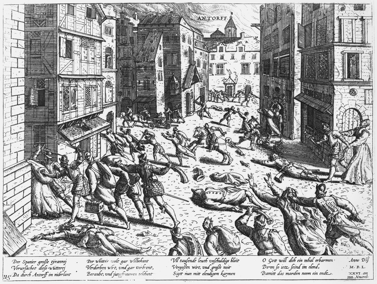 Cenas da fúria espanhola em Antorff, 1576 de Flemish School