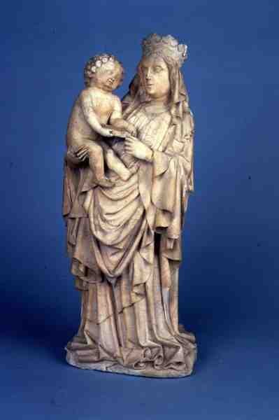 Escultura da Virgem e da Criança do Vale de Liège ou Meuse (alabastro) de Flemish School