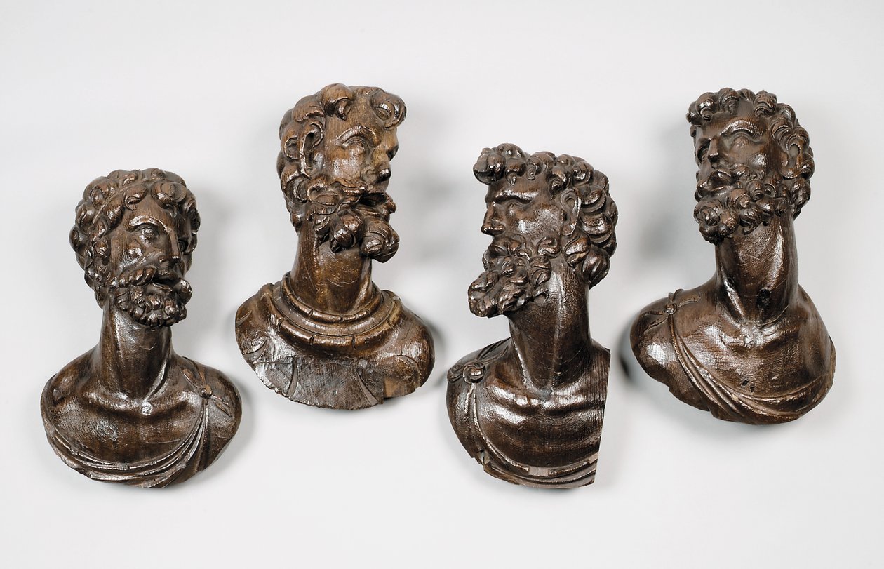 Conjunto de quatro bustos de homens, possivelmente profetas, provavelmente Antuérpia, meados do século XVI de Flemish School