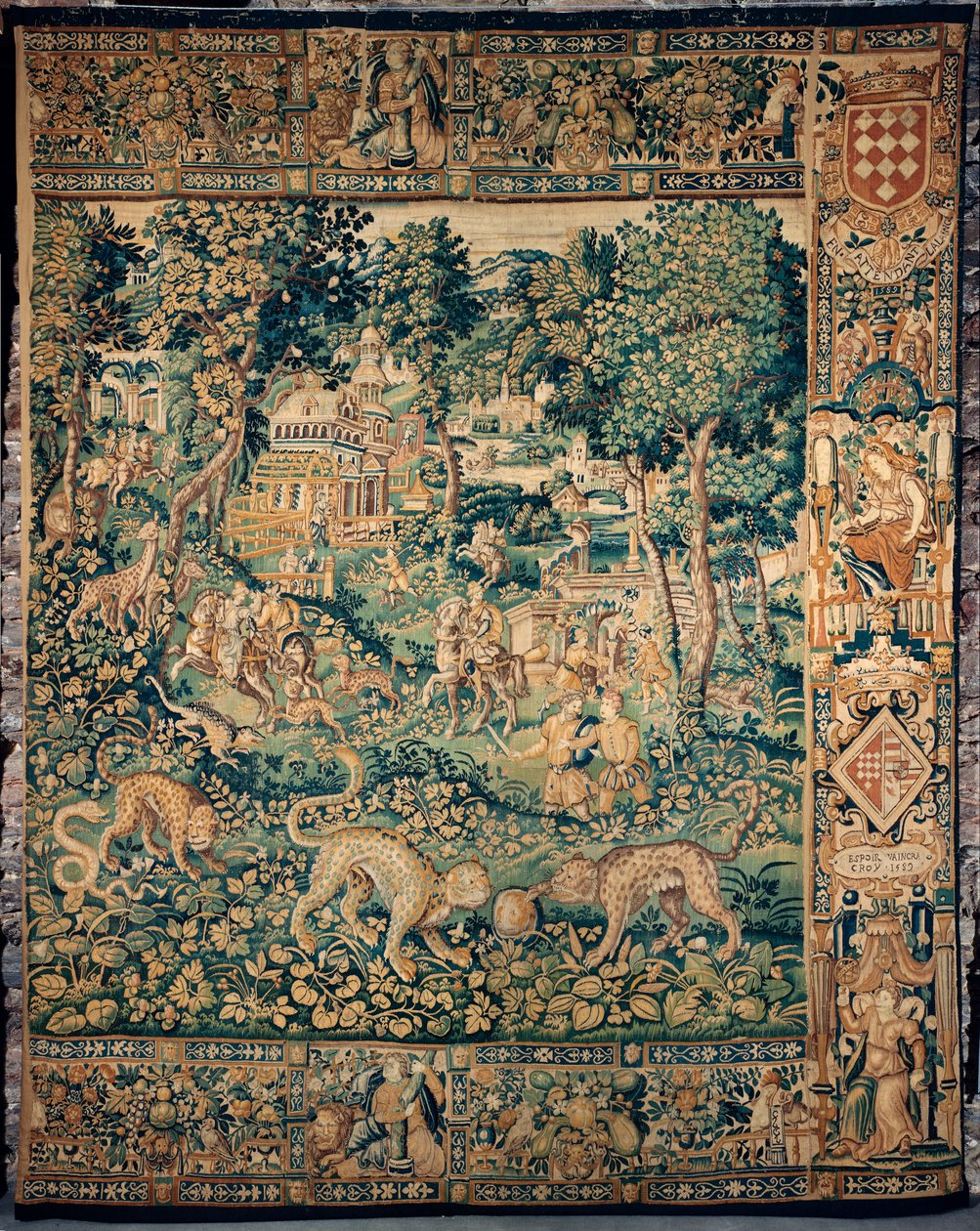 Tapeçaria. Enghien. Texto "ESPOIR VAINCRA CROY 1589". de Flemish School