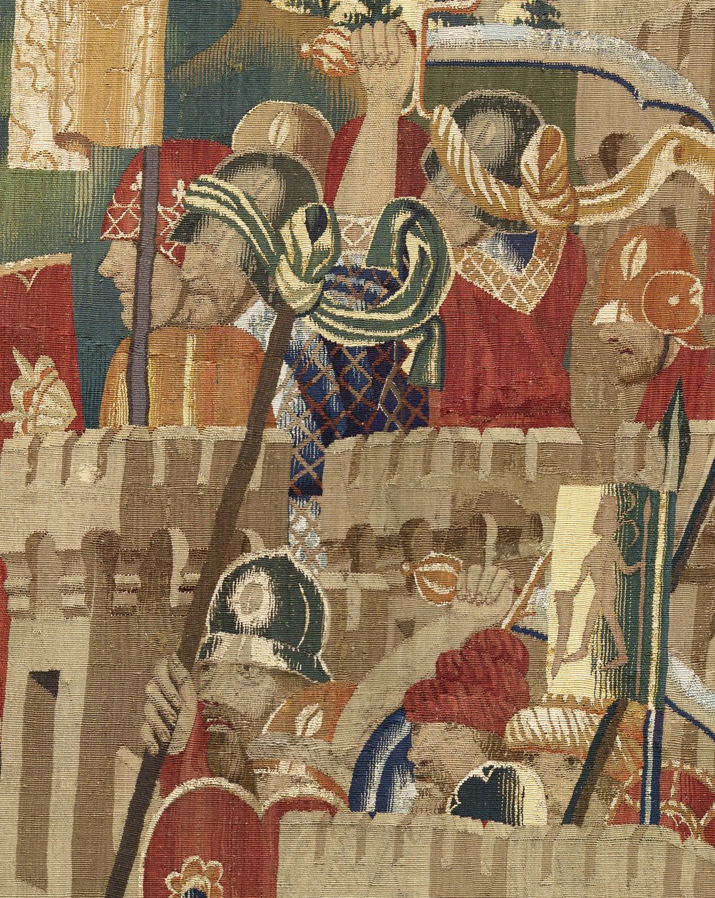 Tapeçaria mostrando as Conquistas de D. Afonso V de Portugal, Tournai. Detalhe. (Lã e seda). de Flemish School