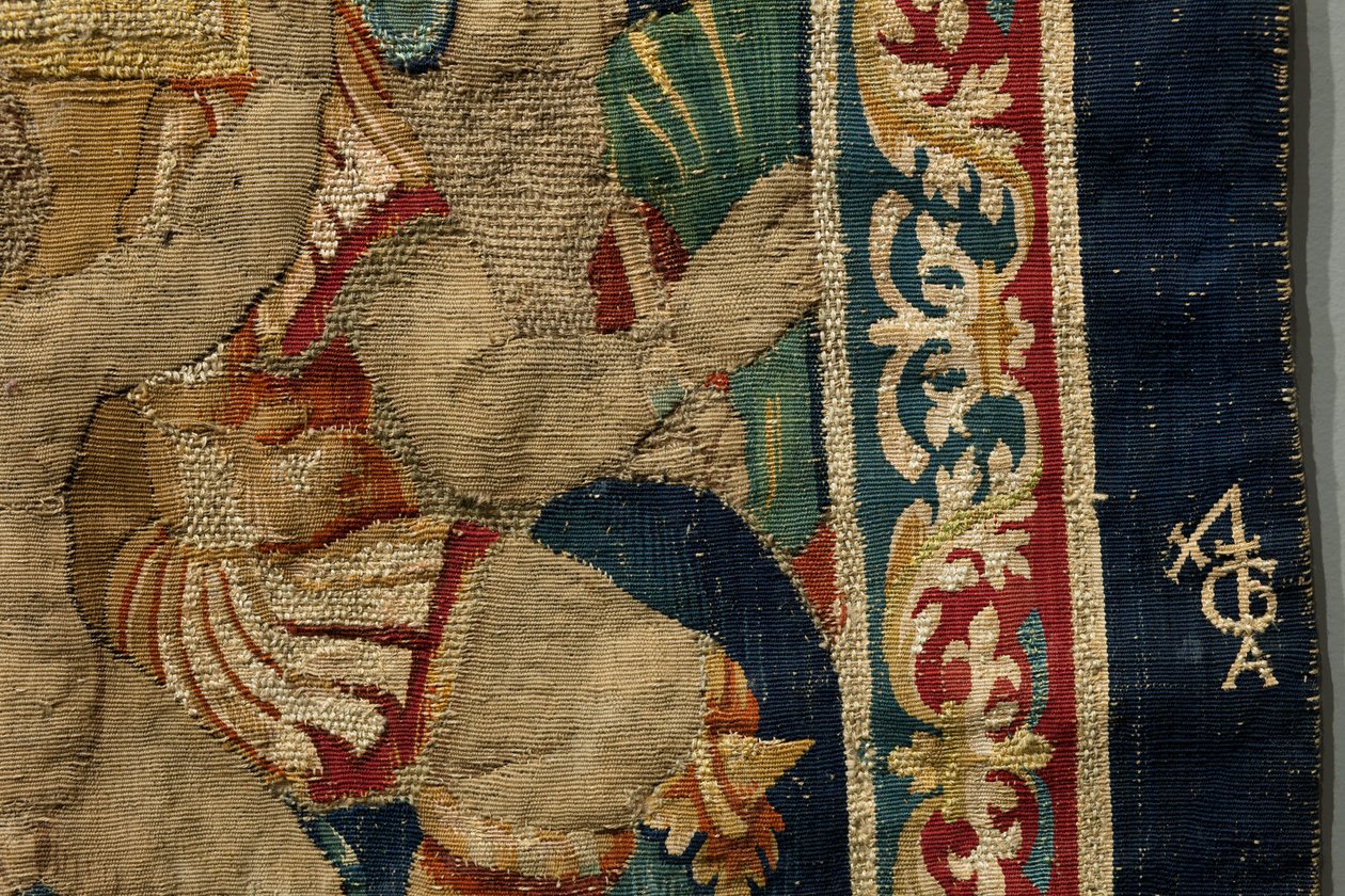 Tapeçaria mostrando as Conquistas de D. Afonso V de Portugal, Tournai. Detalhe. (Lã e seda). de Flemish School