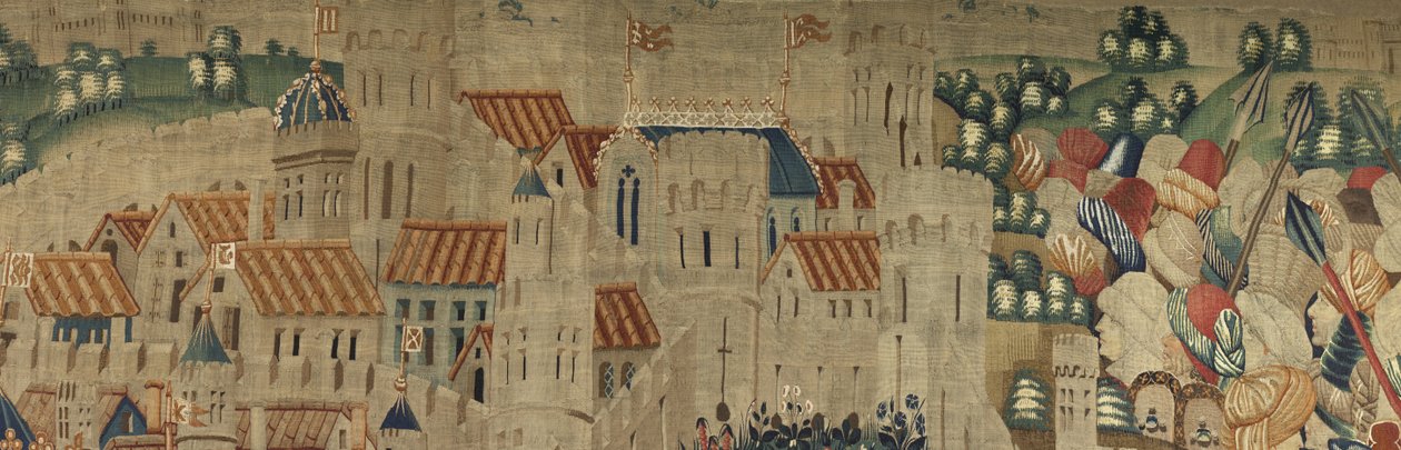 Tapeçaria mostrando as Conquistas de D. Afonso V de Portugal, Tournai. Detalhe. (Lã e seda). de Flemish School
