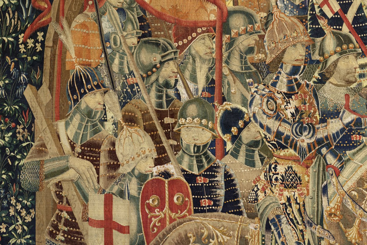 Tapeçaria mostrando as Conquistas de D. Afonso V de Portugal, Tournai. Detalhe. (Lã e seda). de Flemish School