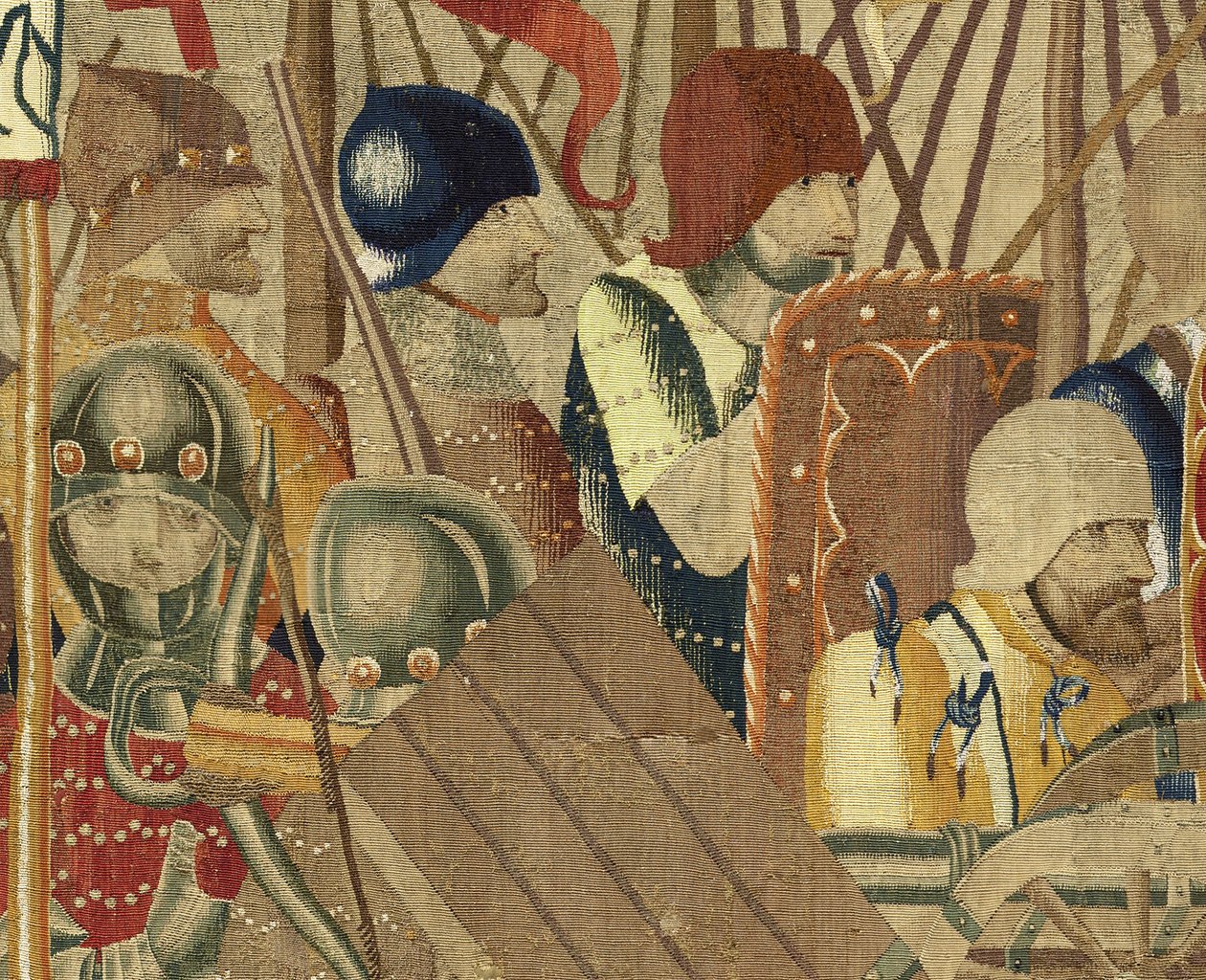 Tapeçaria mostrando as Conquistas de D. Afonso V de Portugal, Tournai. Detalhe. (Lã e seda). de Flemish School