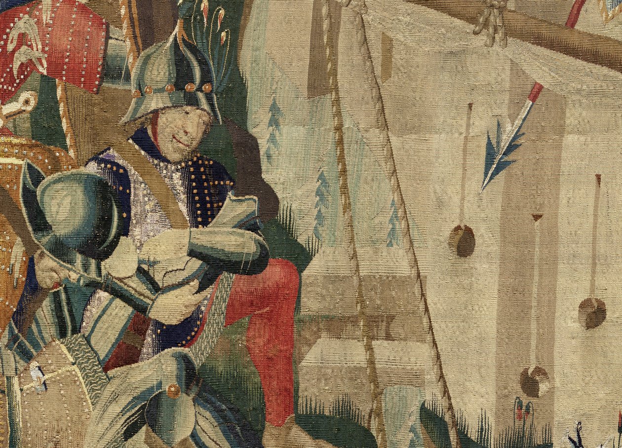 Tapeçaria mostrando as Conquistas de D. Afonso V de Portugal, Tournai. Detalhe. (Lã e seda). de Flemish School