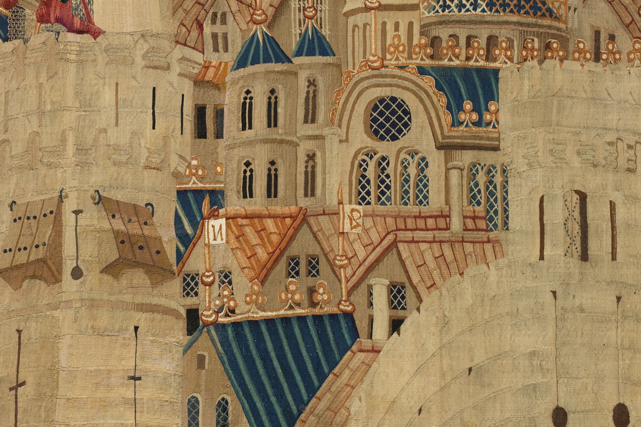 Tapeçaria mostrando as Conquistas de D. Afonso V de Portugal, Tournai. Detalhe. (Lã e seda). de Flemish School