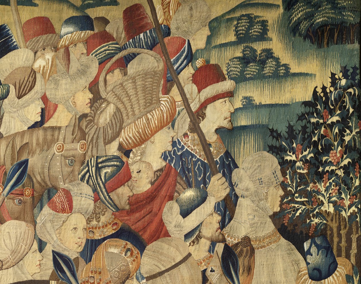 Tapeçaria mostrando as Conquistas de D. Afonso V de Portugal, Tournai. Detalhe. (Lã e seda). de Flemish School