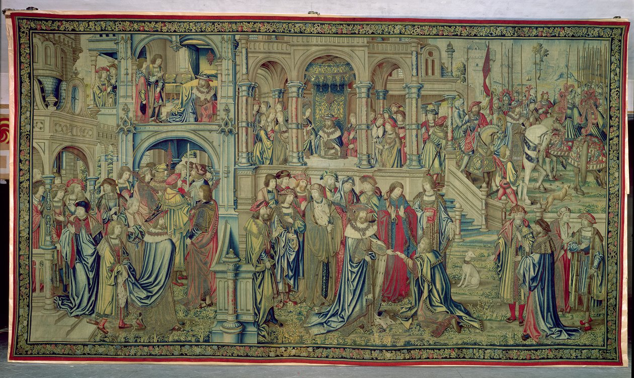 A Morte do Menino e do Rei é prometida a vitória, a Tapeçaria de Davi e Bate-Seba, c.1510-15 de Flemish School