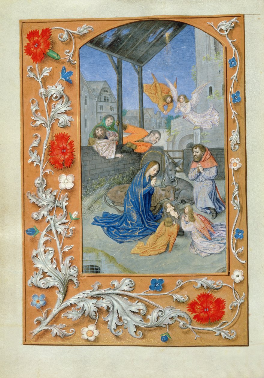 A Natividade, c.1480 (pergaminho) de Flemish School