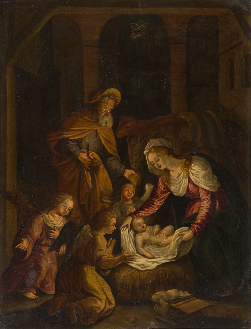 A Natividade, c.1601-99 (óleo sobre tela) de Flemish School