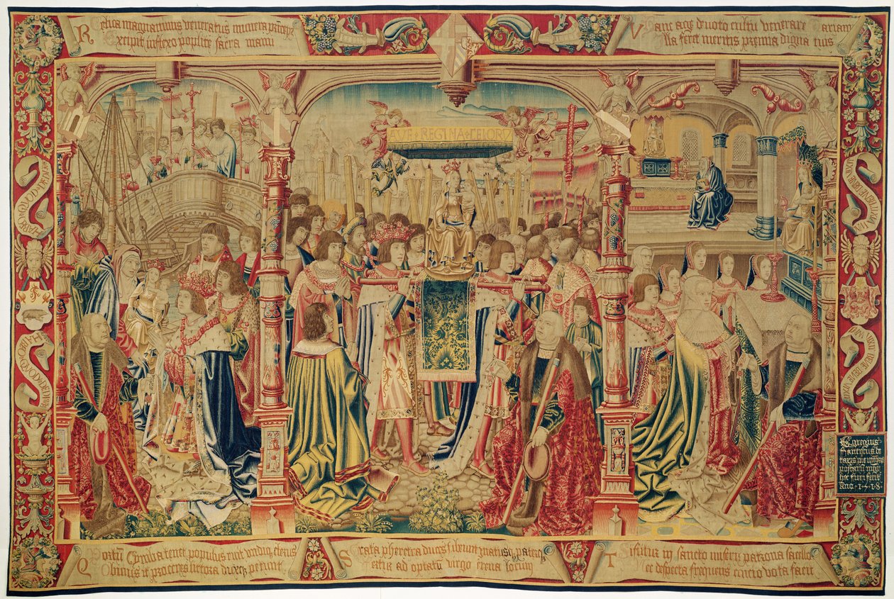 A Estátua da Virgem Realizada na Igreja, da Lenda de Notre Dame du Sablon, Workshop de Bruxelas, 1516 de Flemish School