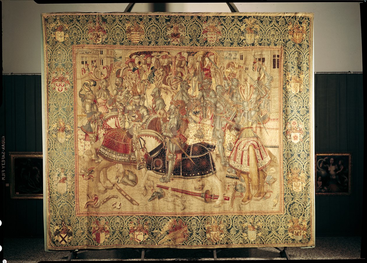 O Torneio, tapeçaria de teares verticais da oficina de Bruxelas, c.1497 de Flemish School