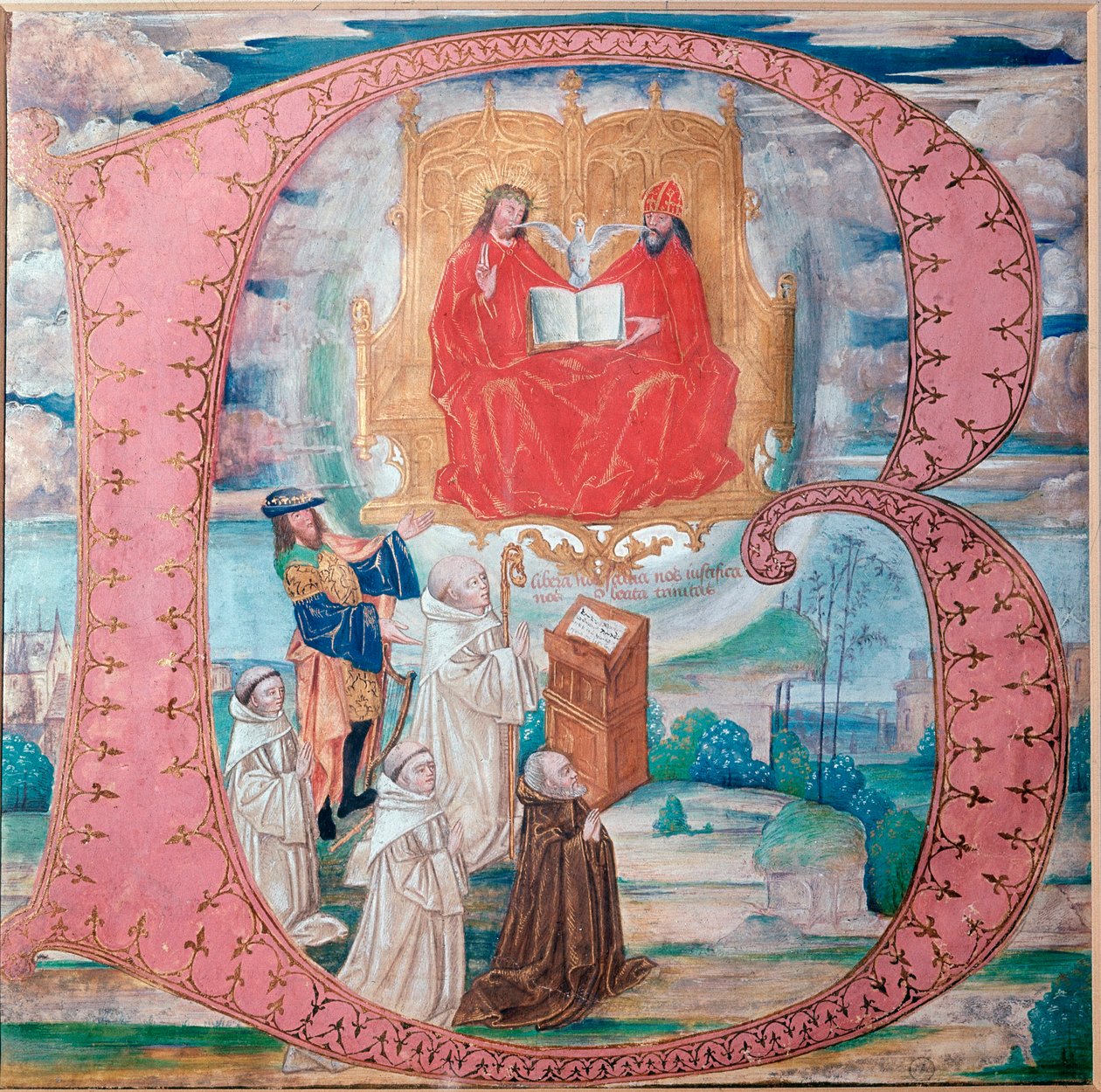 A Santíssima Trindade, letra inicial B (miniatura de Flemish School
