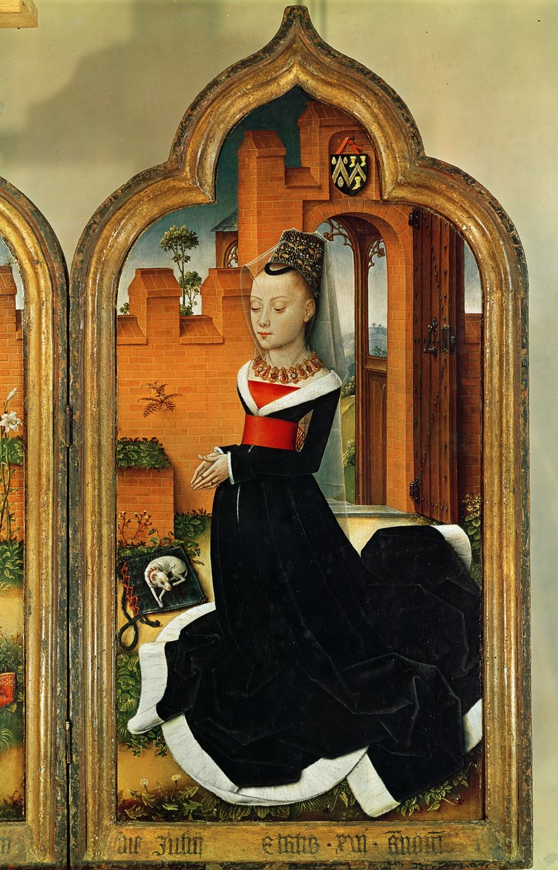 Tríptico de Jean de Witte, painel à direita: Maria Hoose, esposa de Jean de Witte, 1473 de Flemish School