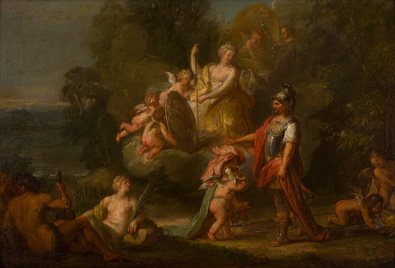 Vênus dando armas a Enéias, c.1400-1699 (óleo, tela e painel) de Flemish School