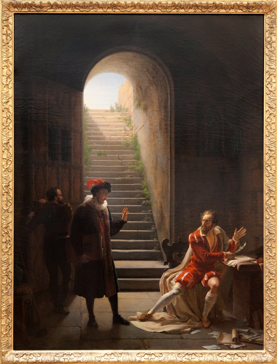 A Taça na prisão visitada por Montaigne, c.1822 (óleo sobre tela) de Fleury François Richard