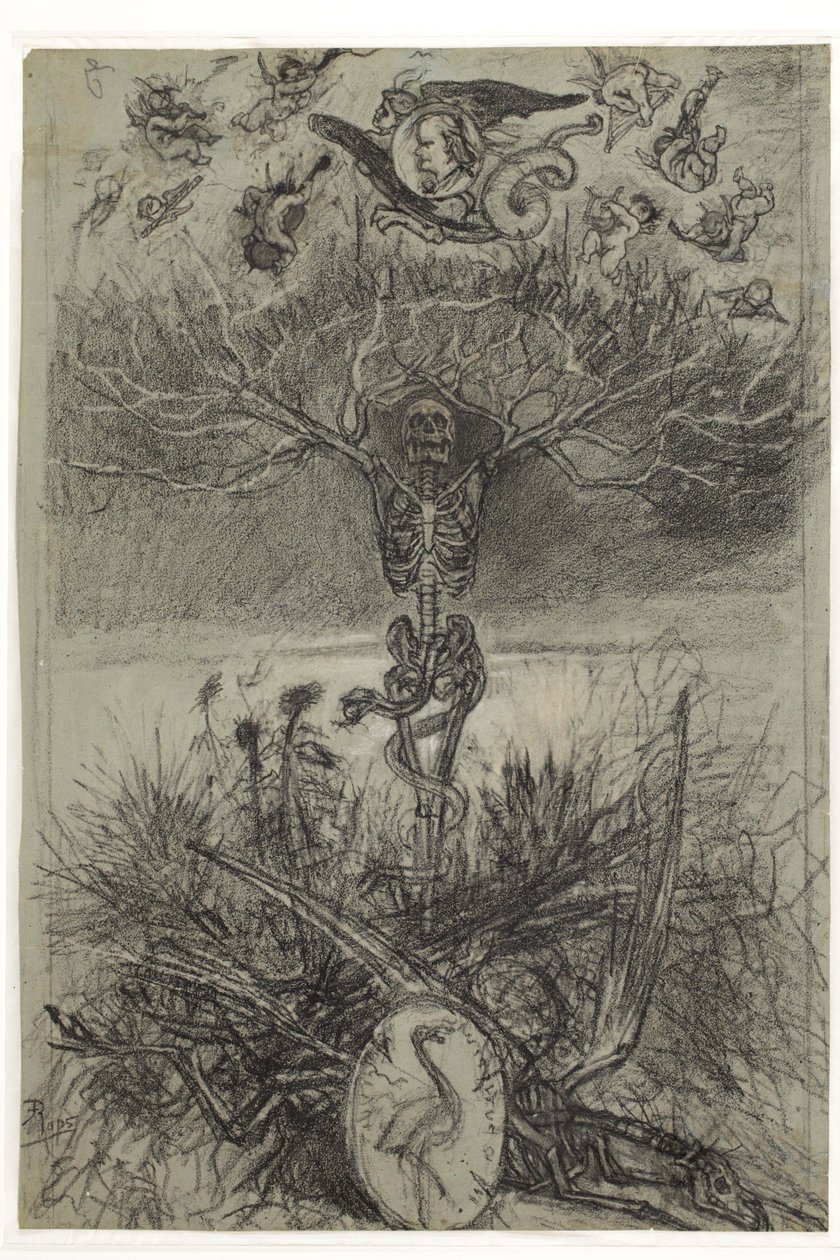 Holandês: Desenho final para o frontispício Les Epaves de Charles Baudelaire de Félicien Rops