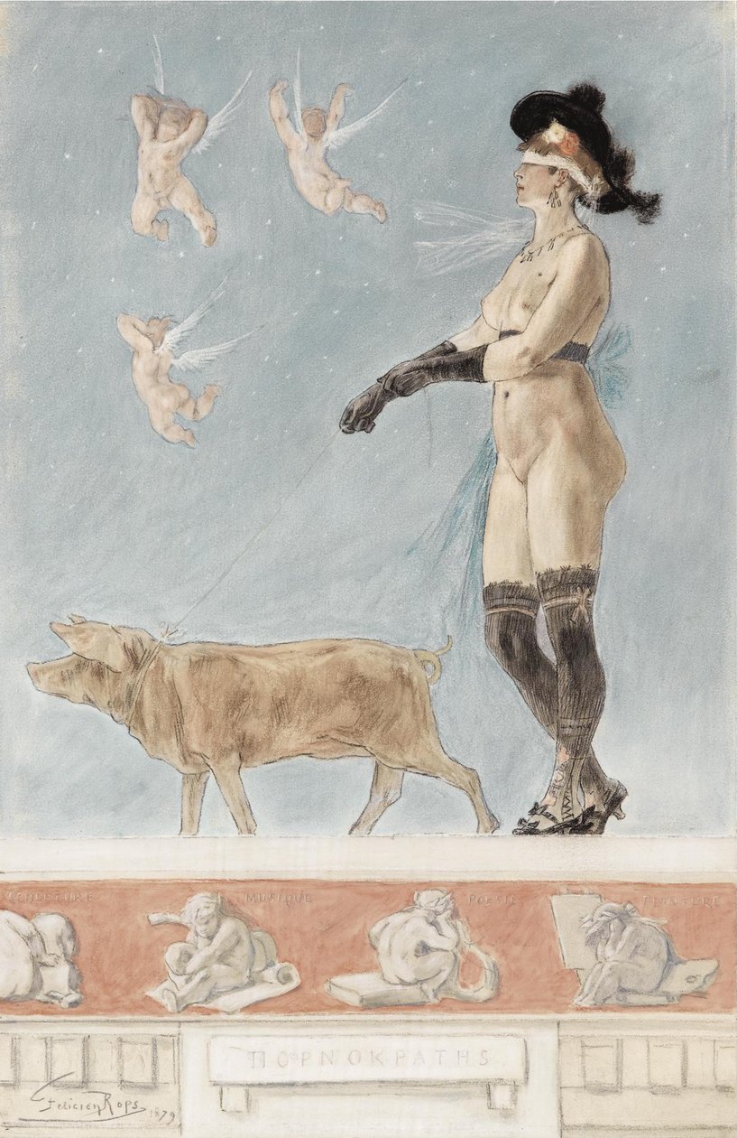 Pornokrates a senhora com o porco de Félicien Rops