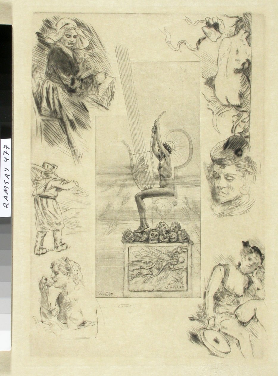 O grande lírico. Página de rosto da edição de 1887 das obras de Mallarmé. de Félicien Rops