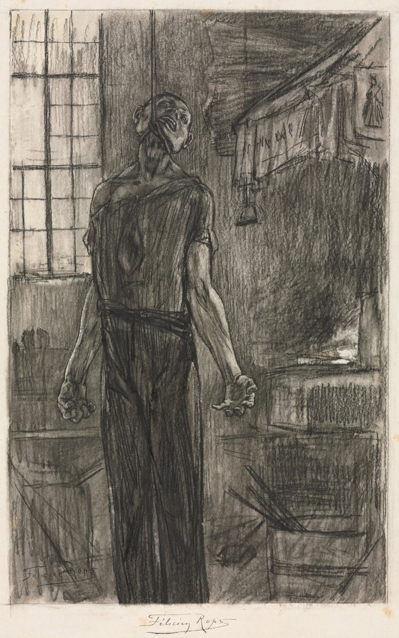 O Enforcado na Forja, c. 1880 de Félicien Rops
