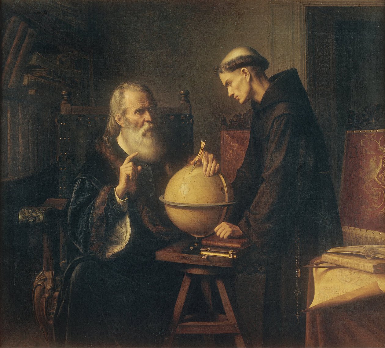 Galileo demonstrando as novas teorias astronômicas na Universidade de Pádua de Félix Parra