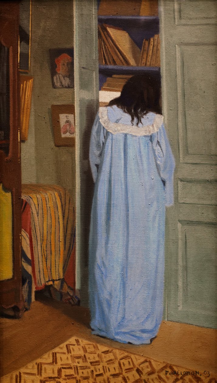 Interior, mulher, em, azul, procurar, em, um, armário de Felix Edouard Vallotton