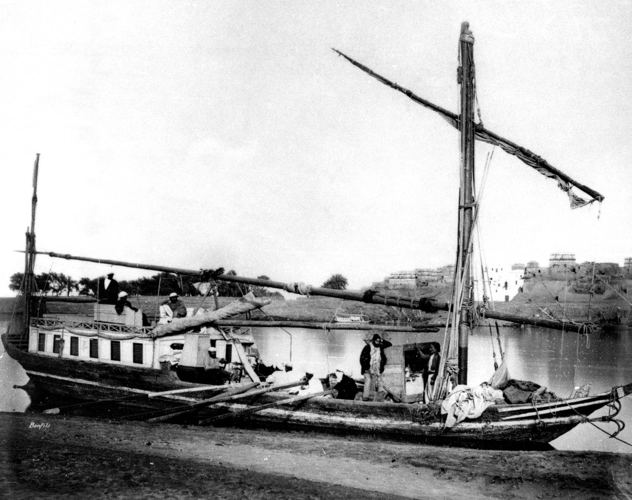 Barco no Nilo, Egito, 1878 de Félix Bonfils