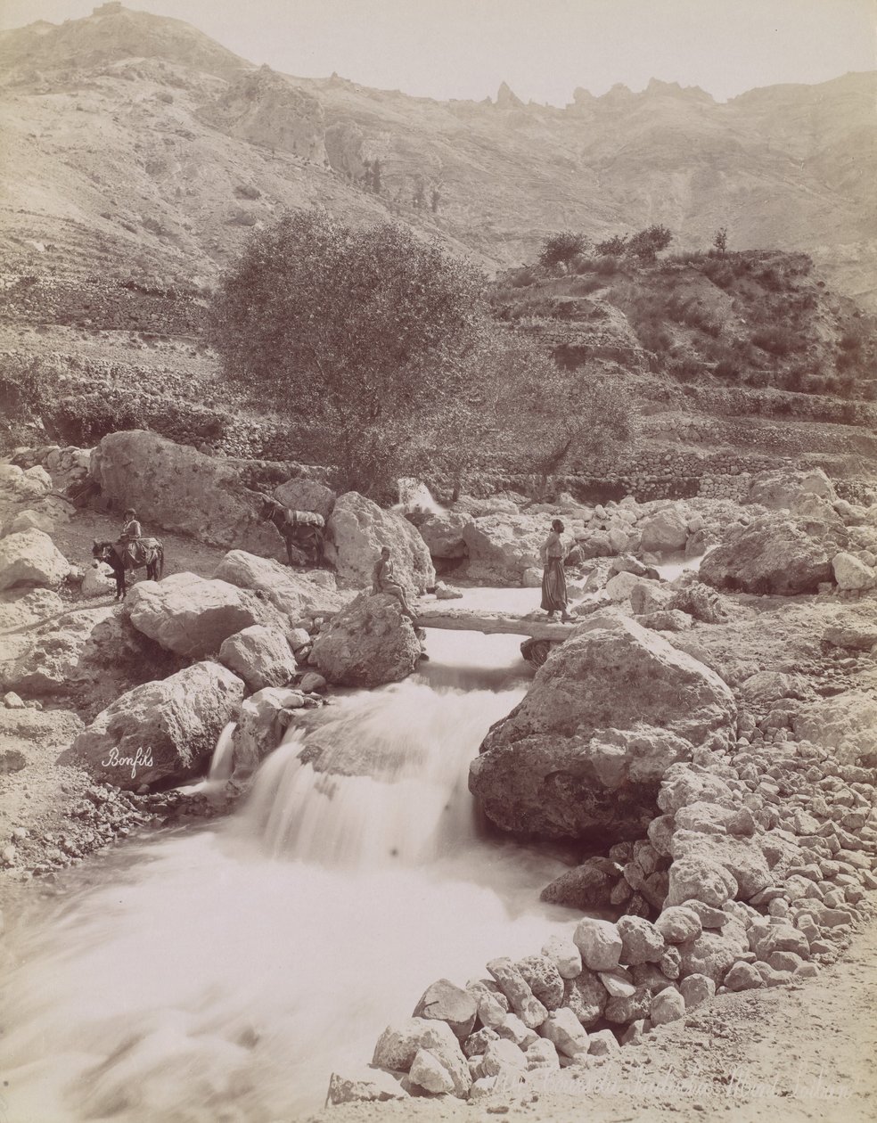 Cours du Kadisha, Monte Lisboa, 1860-80, carro impresso. 1870. de Félix Bonfils