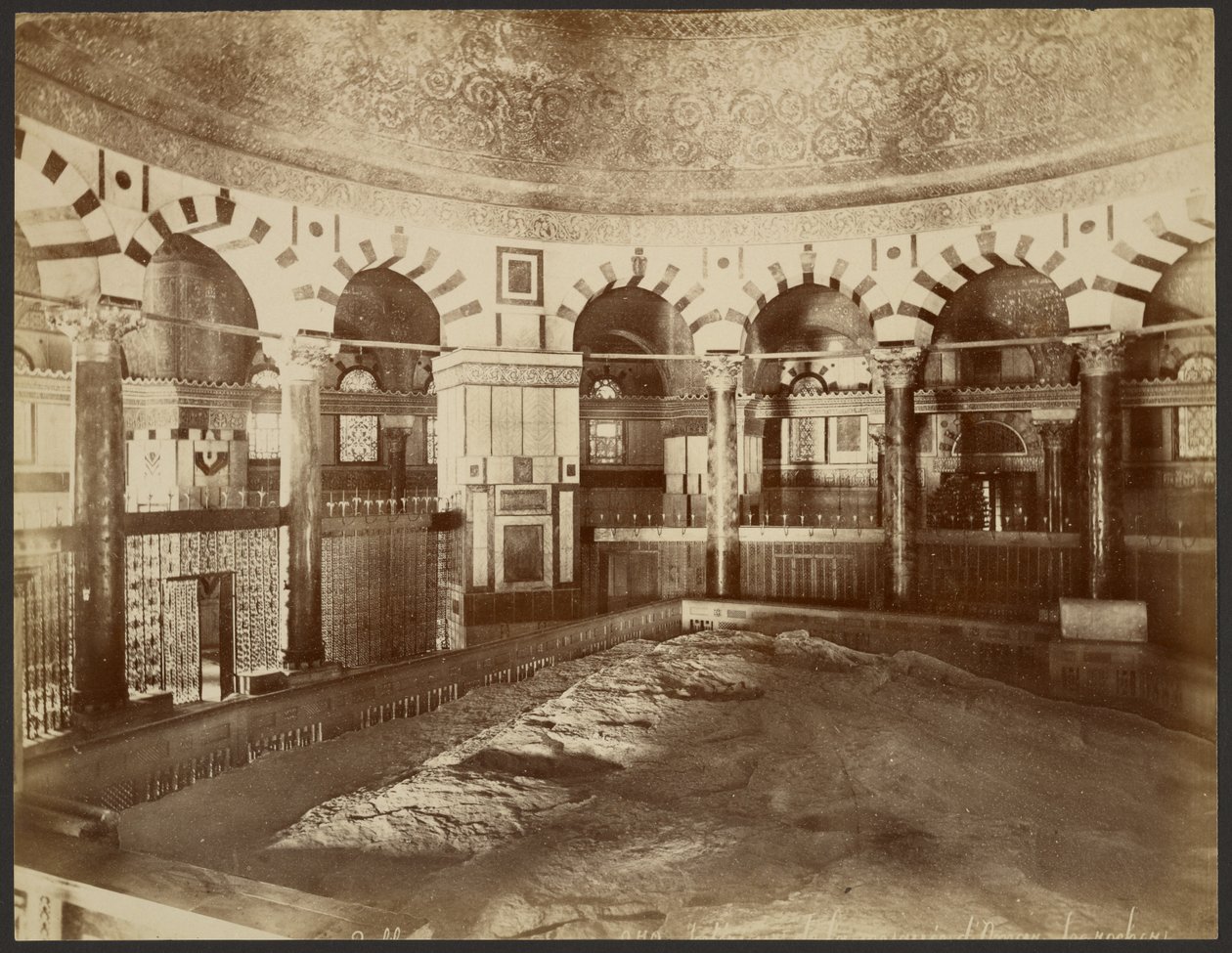 Interior, Cúpula da Rocha, Jerusalém de Félix Bonfils