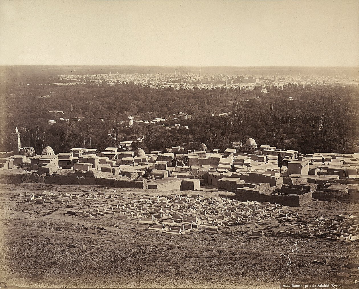 Vista panorâmica de Damasco, Síria, a partir de Salahie de Félix Bonfils