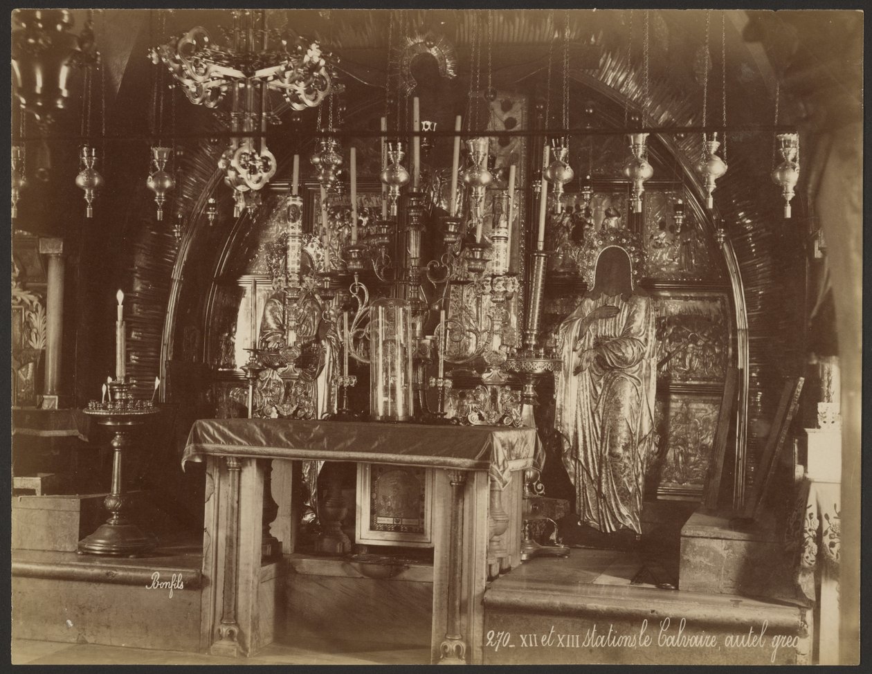 XII e XIII estações, Calvário, altar grego de Félix Bonfils