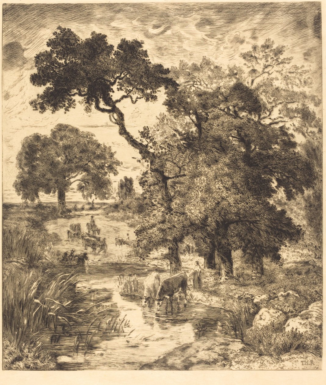 Tarde de Félix Bracquemond after Théodore Rousseau