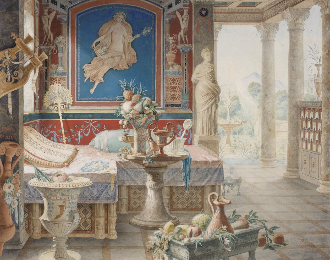 Fantasia arquitetônica no estilo de Pompeia de Félix Duban