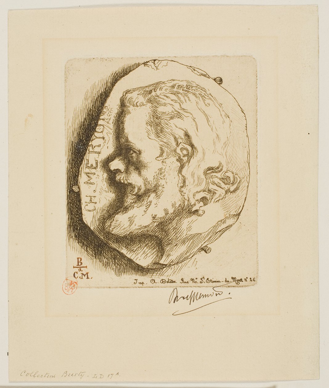 Retrato de Meryon em perfil de Félix Henri Bracquemond