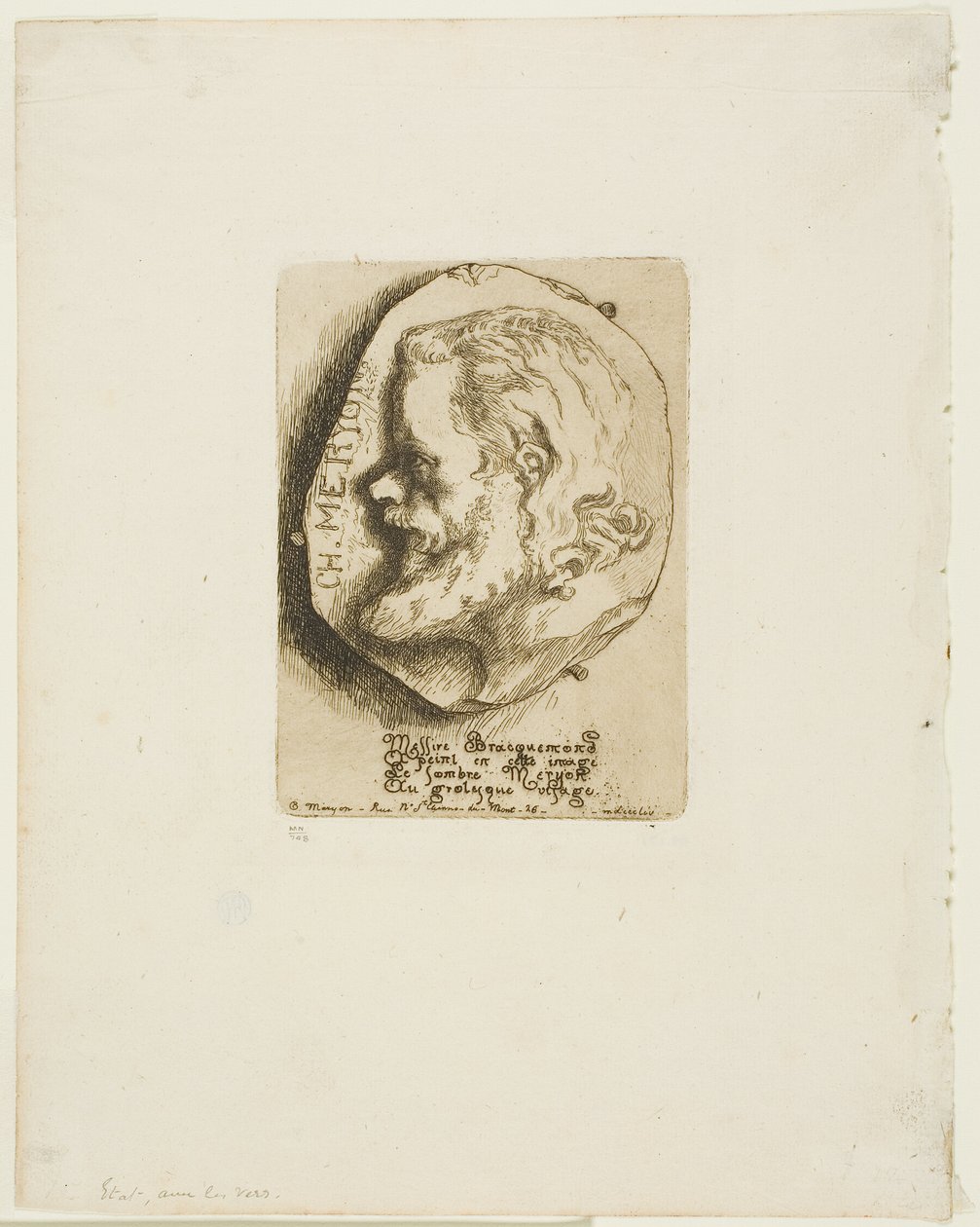 Retrato de perfil de Charles Meryon de Félix Henri Bracquemond