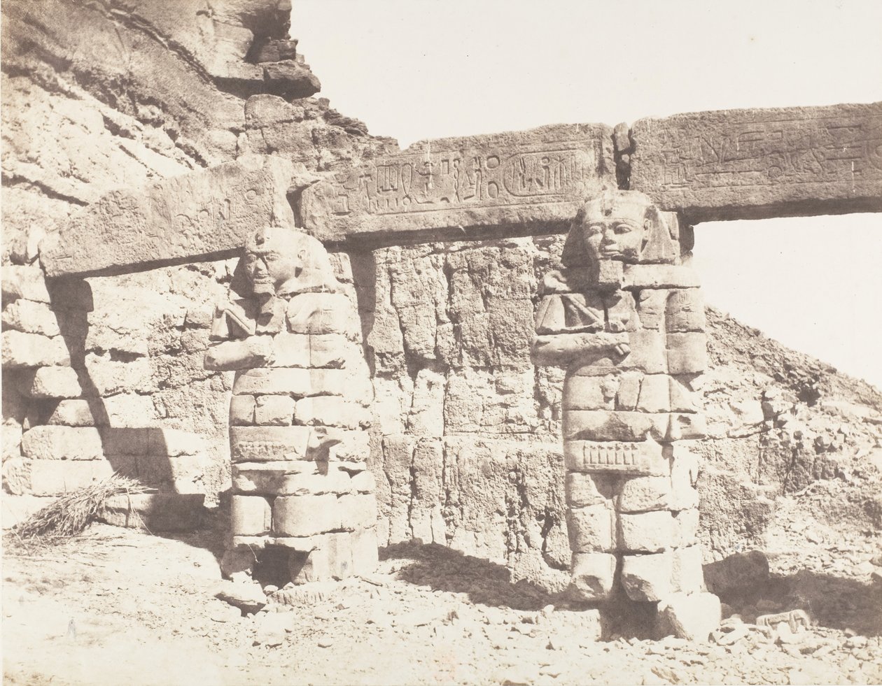 Djerf-Hocein Tutzis, Hemi-Spéos, Colossos do Partido Exterior, 1851-52, impresso em 1853-54. de Félix Teynard