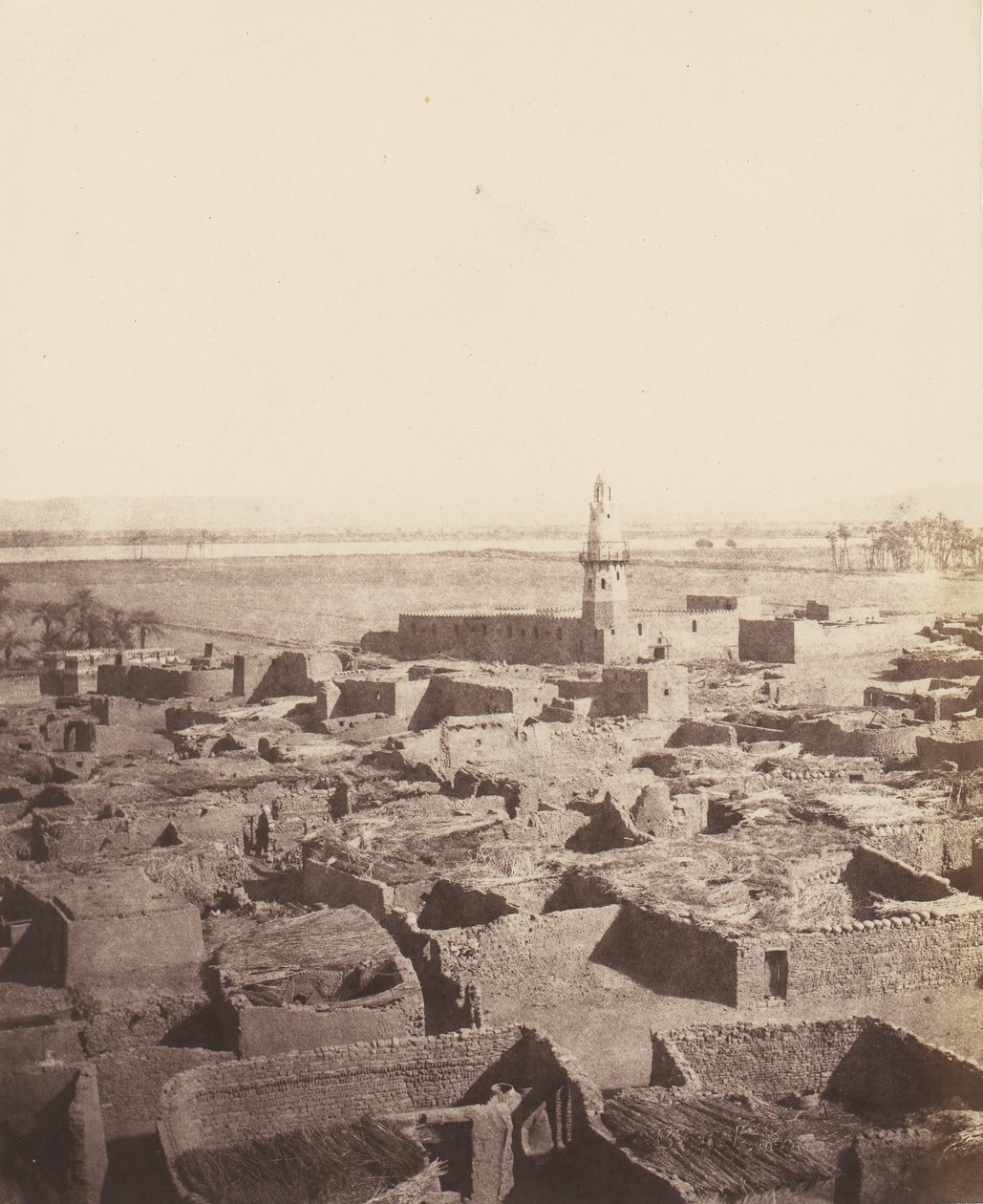 Edfu, Aspecto Geral da Cidade Visto da Plataforma Central do Py..., 1851-52, impresso 1853-54. de Félix Teynard