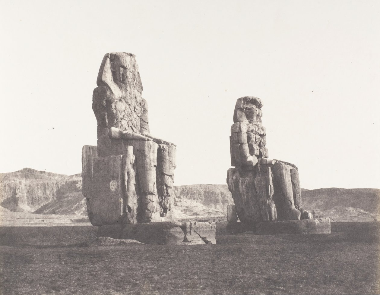 Gournah Thebes, Colosses That of Right, Said of Memnon, 1851-52, impresso em 1853-54. de Félix Teynard
