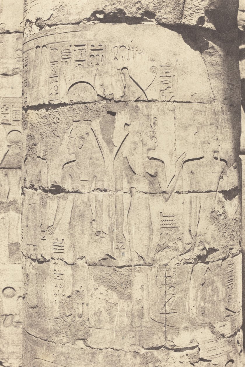 Karnak Tebas, Palácio - Salão Hipóstilo - Colunata Central - Decoração de um Fut, 1853. de Félix Teynard
