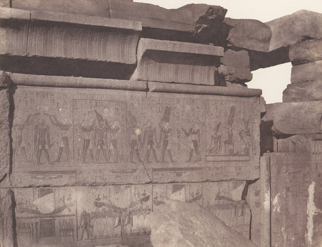 Karnak Tebas, Palácio - Construção de Granito - Decoração Esculpida..., 1851-52, impresso 1853-54. de Félix Teynard
