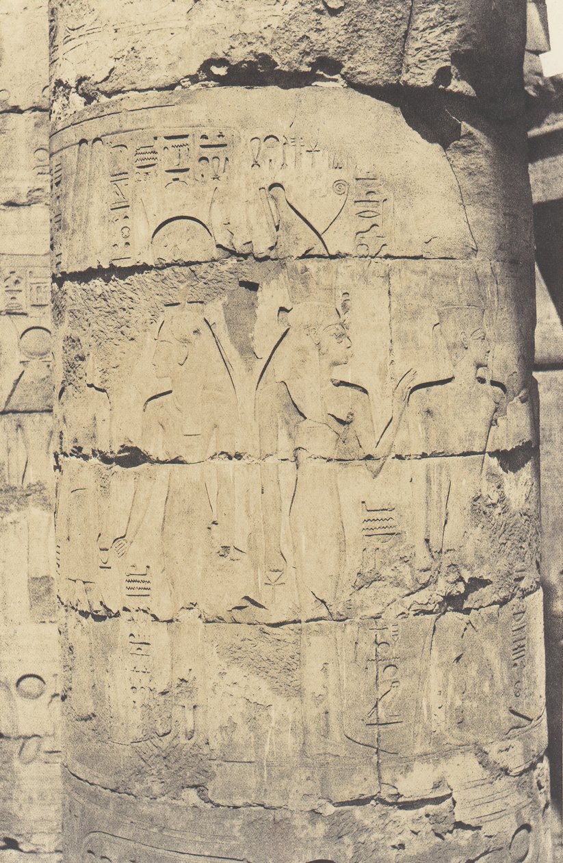 Karnak Tebas, Palácio - Salão hipostilo - Colunata Central - Decoração..., 1851-52, impresso em 1853-54. de Félix Teynard