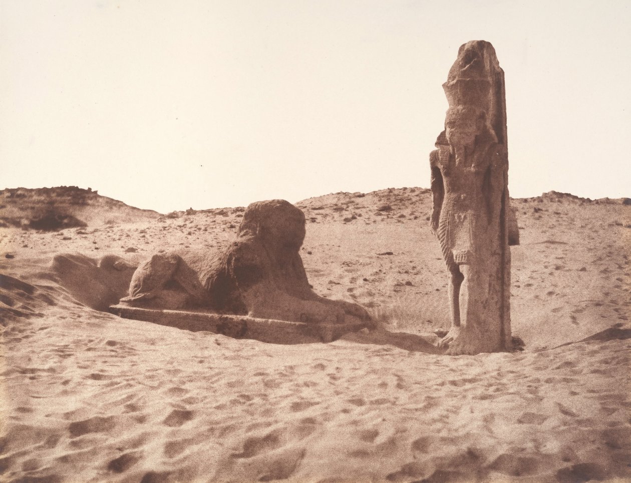 Sébouah, Templo, Colosso e Esfinge no Lado Esquerdo da Avenida, 1851-52. de Félix Teynard